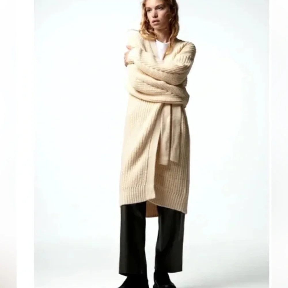 Zara long wrap chunky knit oversized cardigan - Picture 10 of 11